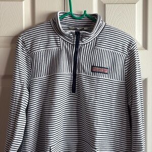 Vineyard Vines Navy and White Striped Zip-Up Sweater